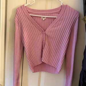 Aerie Pink Knit Cropped Sweater